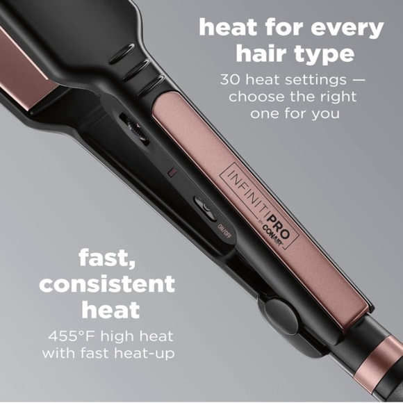 NEW Conair InfinitiPro Rose Gold Ceramic Flat Iron, Black 1.75 “ - Picture 3 of 7